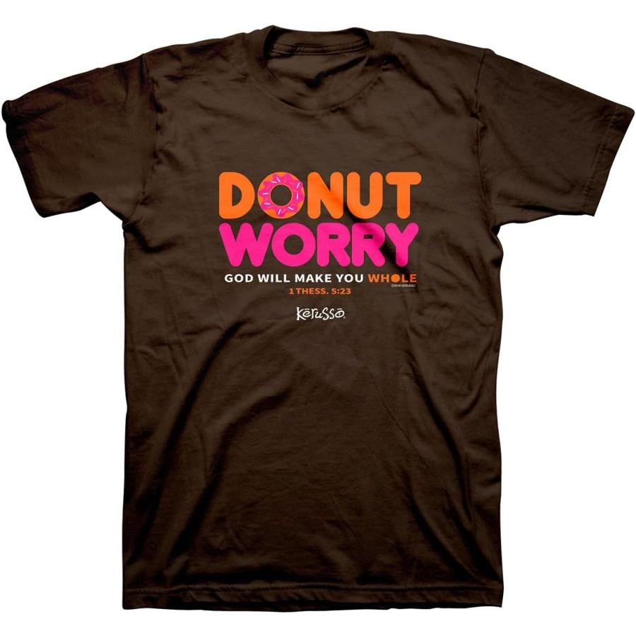 Kerusso Donut Worry God Will Make You Whole Chocolate Brown Cotton Crew Neck T-Shirt, Small S