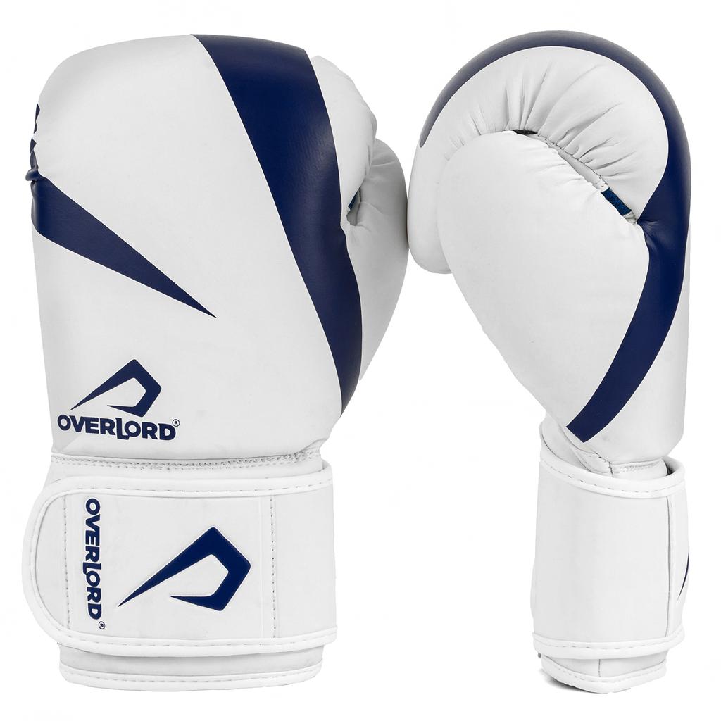 Overlord rękawice bokserskie riven białe/bl 14 oz