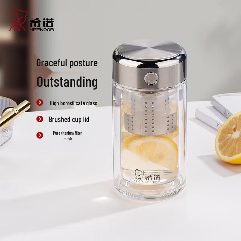 Heenoor Double-Layer Glass Tea Infuser Cup