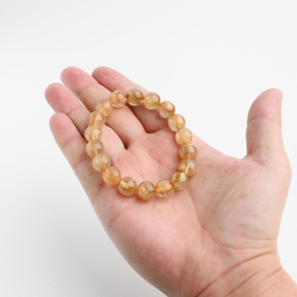 Jewelry Town Shosenkyo Rutilated Quartz 17cm Inner Power Stone for Good Fortune and Career [Eigado] Bracelet, 11.5mm Beads, Diameter,