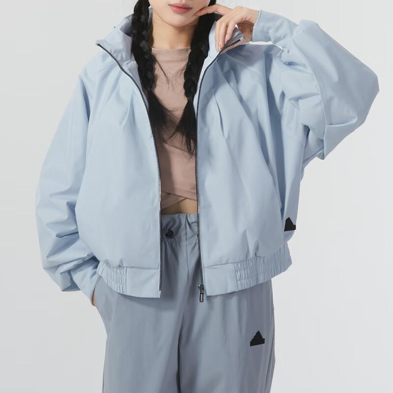 adidas Giacca Casual Monocolore con Cappuccio e Maniche Lunghe da Donna Giubbotti Blu IM8843