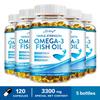 Cápsulas de Aceite de Pescado Omega-3 de Alta Pureza, 1250 mg, Fórmula de Alta Potencia, Para Adultos, Apoya la Salud General