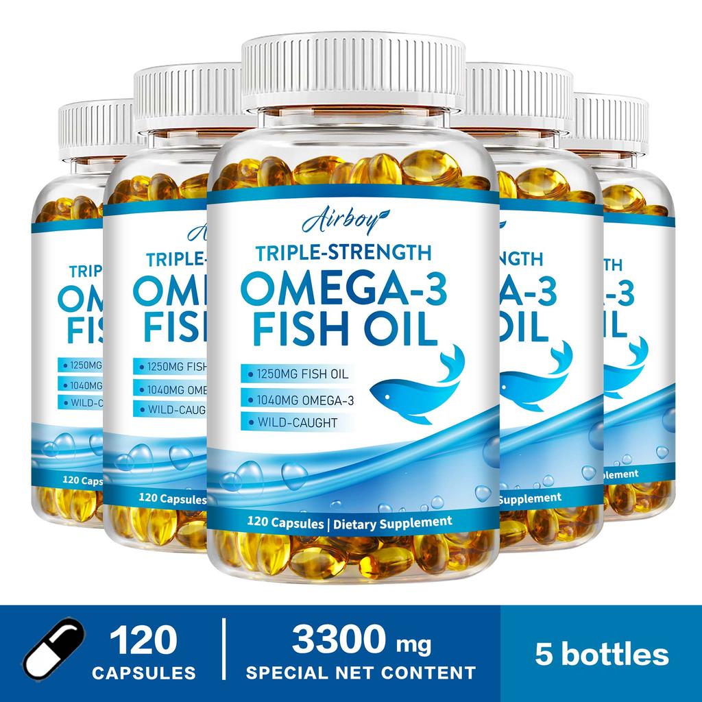 Cápsulas de Aceite de Pescado Omega-3 de Alta Pureza, 1250 mg, Fórmula de Alta Potencia, Para Adultos, Apoya la Salud General