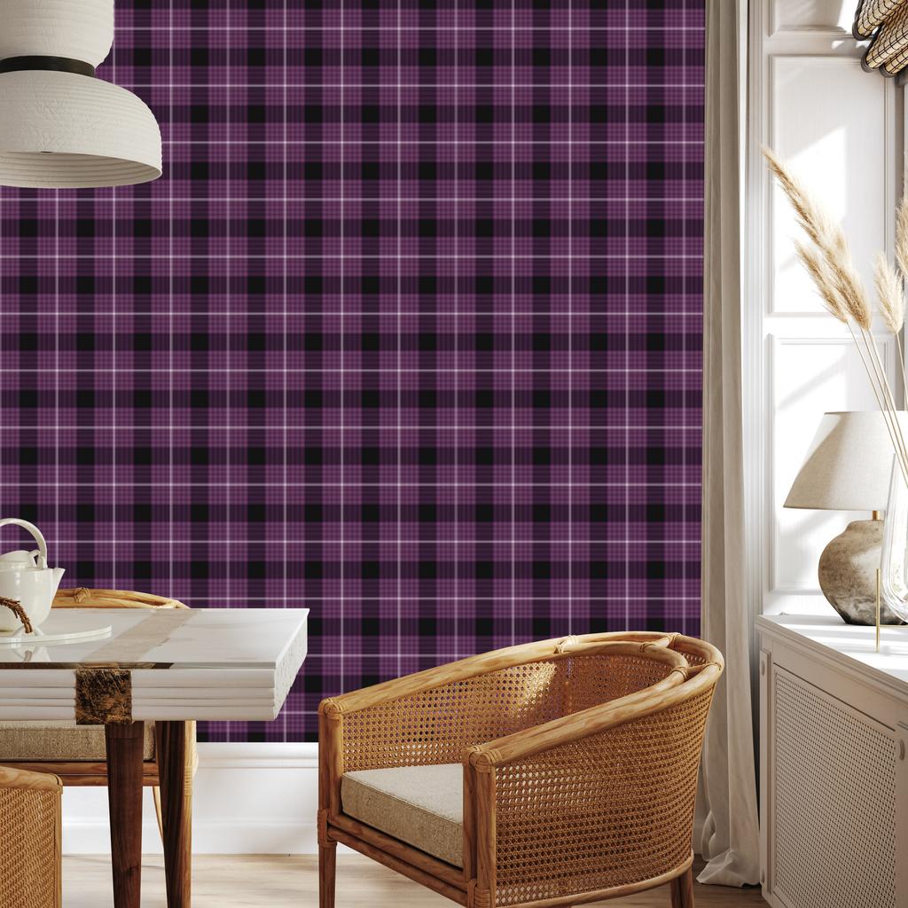 Purple Plum and Black Checkered Wallpaper for Living Room and Bedroom 50x1000