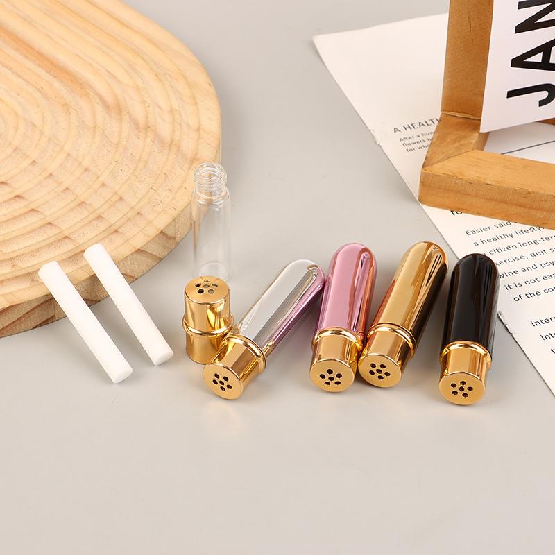 1Pcs Nasal Inhalers For Essential Oils Aromatherapy Blank Aluminum Tubes 5Ml Refillable Bottles With Replacement Wicks