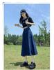 2024 High Waist Retro Denim Midi Skirt: Slimming, Fashionable, Hip-Covering Draped Design