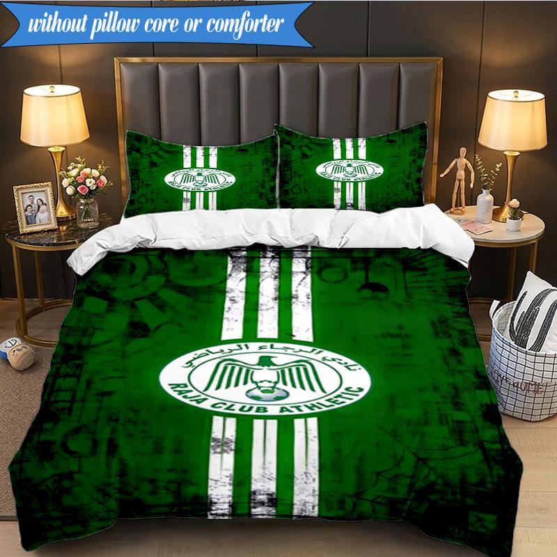 Set Lenzuola 3 Pezzi con Stemma Raja Club Athletic Stampa 2D (Include 1 Copripiumino + 2 Federe Senza Imbottitura), Decorazione camera da letto, Regalo ventilatore