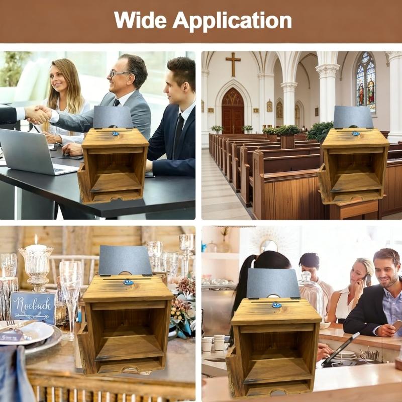 Buzón de Sugerencias de Madera con Cerradura de Seguridad y Amplio Espacio Caja de Mensajes para Votación Para Guardar Formularios Bolígrafos o Papeletas
