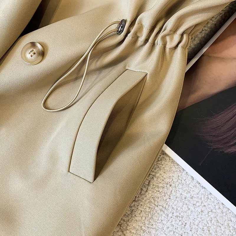 Women Medium Long Styles Windbreaker Coat Ladies Long Sleeves Lined Outwear Spring Autumn Female Solid Color Trench Jacket