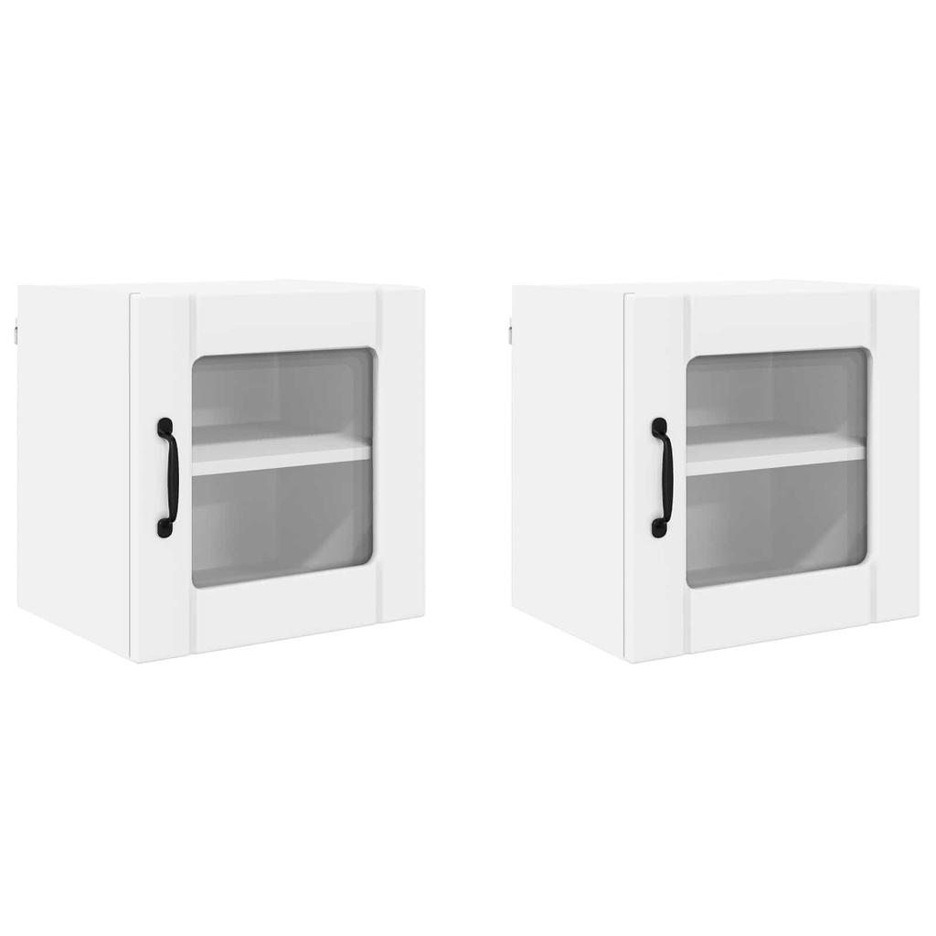 Wall Mounted Glass Cabinet LUCCA 2 pcs White 40 x 31 x 40 cm Particleboard