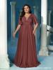 Plus Size V-Neck Chiffon Bridesmaid Dress 2024 