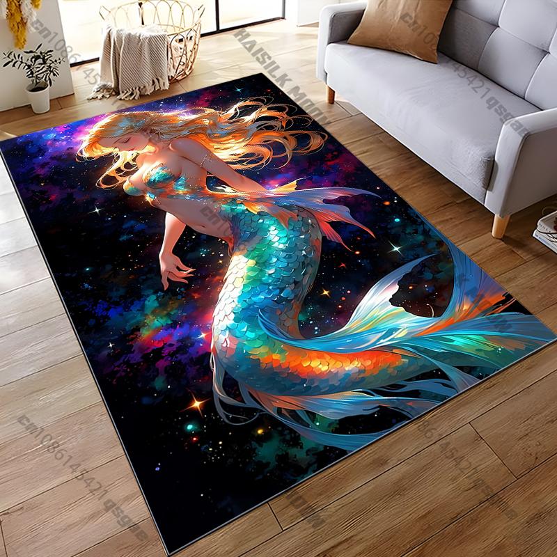 

Beautiful Mermaid Printed Carpet Yoga Mat Game Room Bedroom Beautiful Anti -slip Carpet Rugs Living Room Decoration Chambre 40x60cm