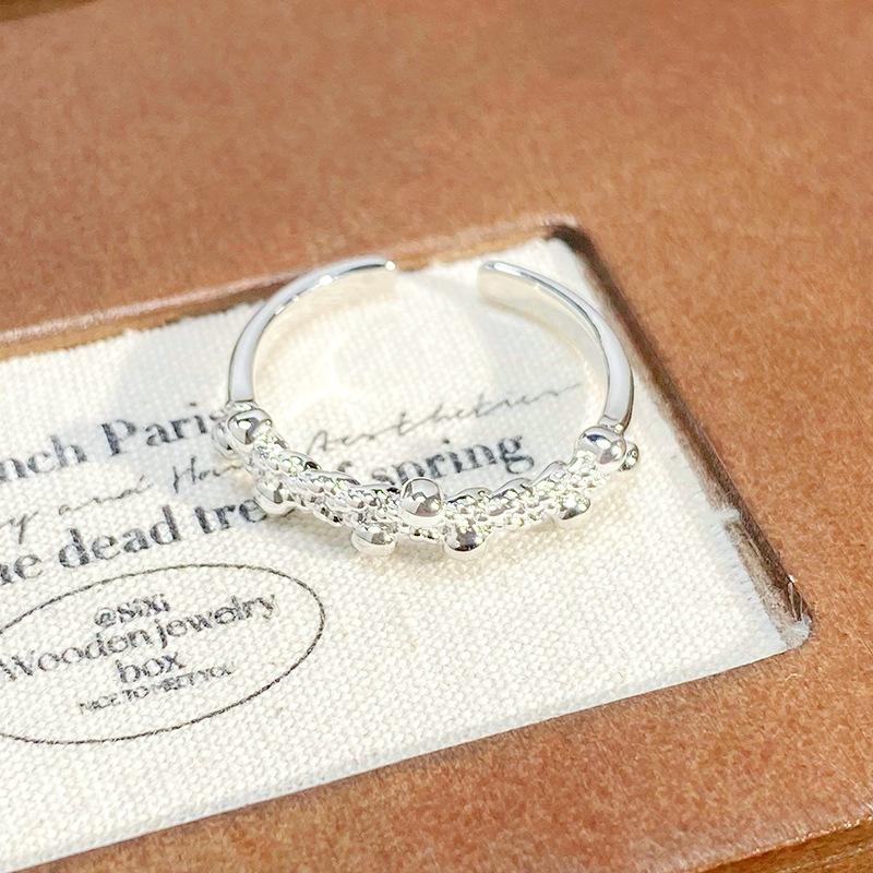 Medieval Vintage Plain Ring Brushed Ice Cream Zir*****Pen Ring Twist Pair Ring Niche High Sense Ring Woman Adjustable opening