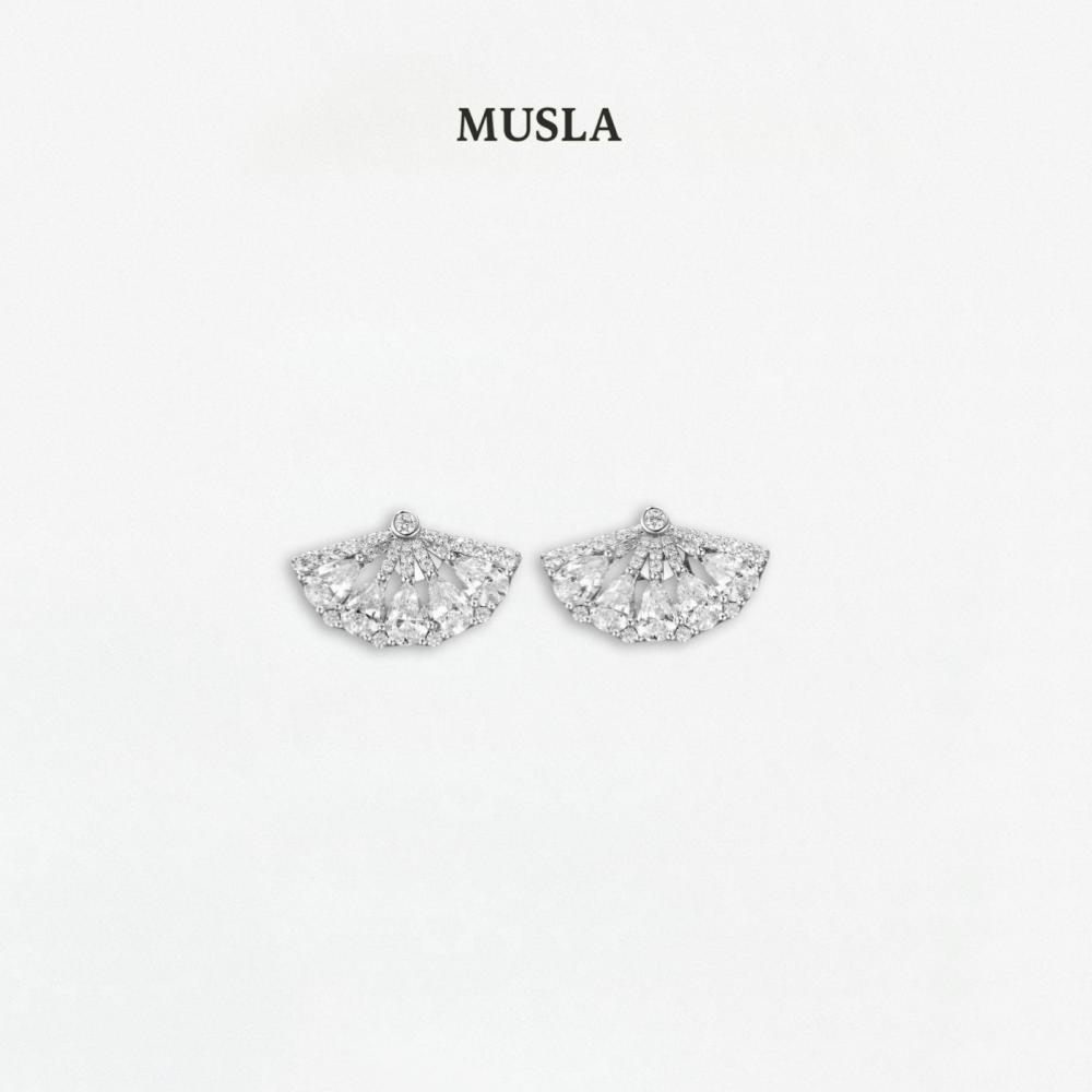 

Серьги-пусеты Musla Design Jewelry для женщин, серьги из стерлингового серебра 925 пробы, серьги-капли в виде веера с цирконом, модные серебряный