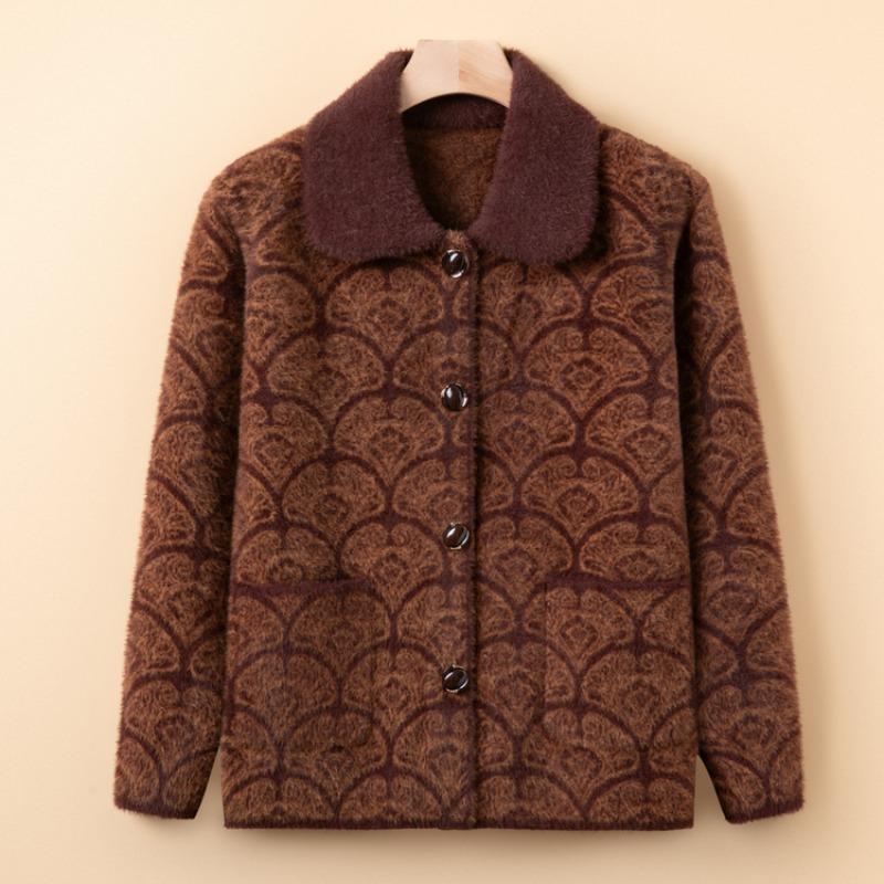 Grandma Spring and Autumn Clothes Woolen Top Women's Middle Age Old Man Mother New Coat Year Old 0 Old Man Old Woman Clothes