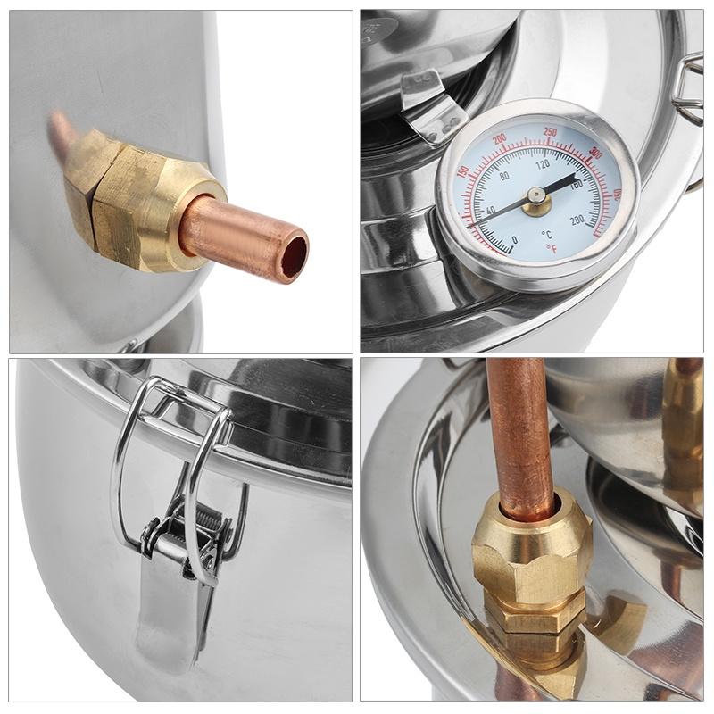 2L Stainless Copper Alcohol Whisky Water Wine Essential Oil Brewing Kit Litres Portable Home DIY Distiller Moonshine