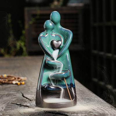 Waterfall Incense Burner Couple Hug Love Statue Model Ceramics Ornament Creative Air