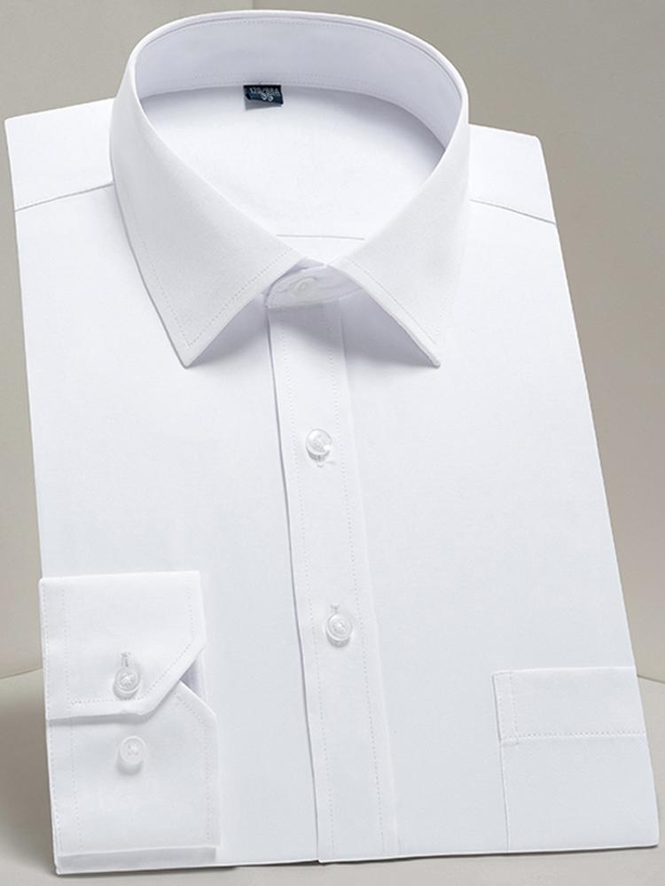 

Классическая однотонная/полосатая мужская официальная рубашка с длинным рукавом, мужская рубашка на пуговицах для деловых мероприятий, подарок для мужчин 39 белый