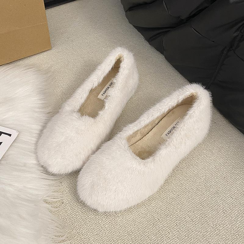 

2025 осень новые туфли Мао Мао женская верхняя одежда для通勤, увеличение роста, универсальные теплые хлопковые туфли, ленивые туфли Доудоу, одинарные туфли 40 бежевый