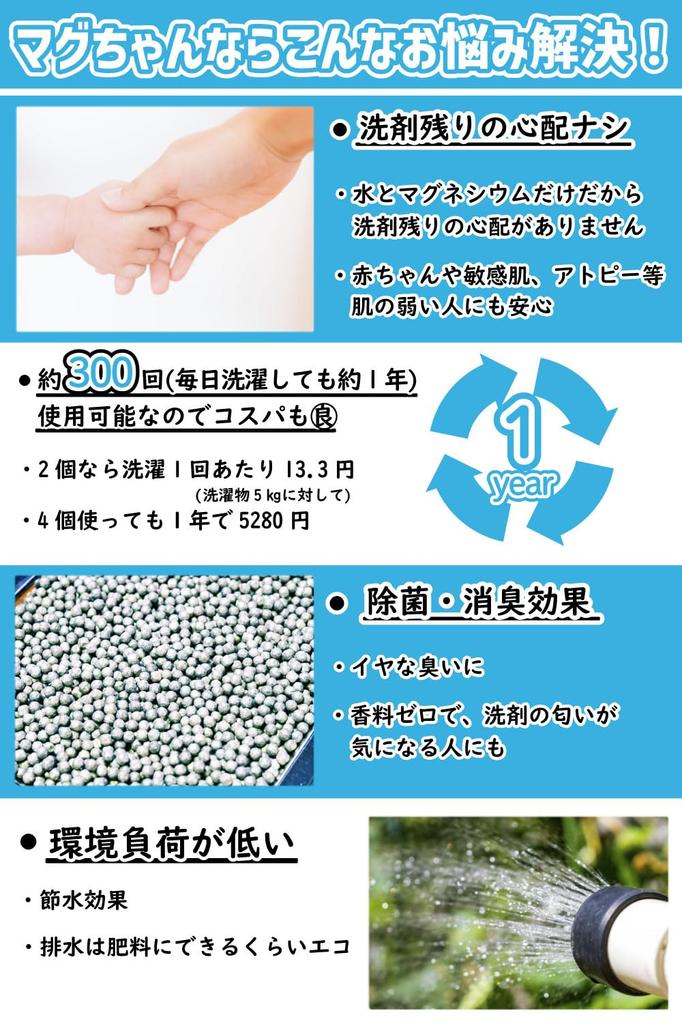 Laundry Set with Magnesium Laundry Supplies [Authorized Manufacturer] Mag-chan (Blue, Pink) Instructions, Granules,