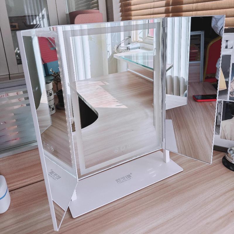 Folding Mirror Aesthetic Led Mirrors Luxury Decorative Makeup Mirror Elegant Tabletop Mirrors with Light Bedroom Decoration