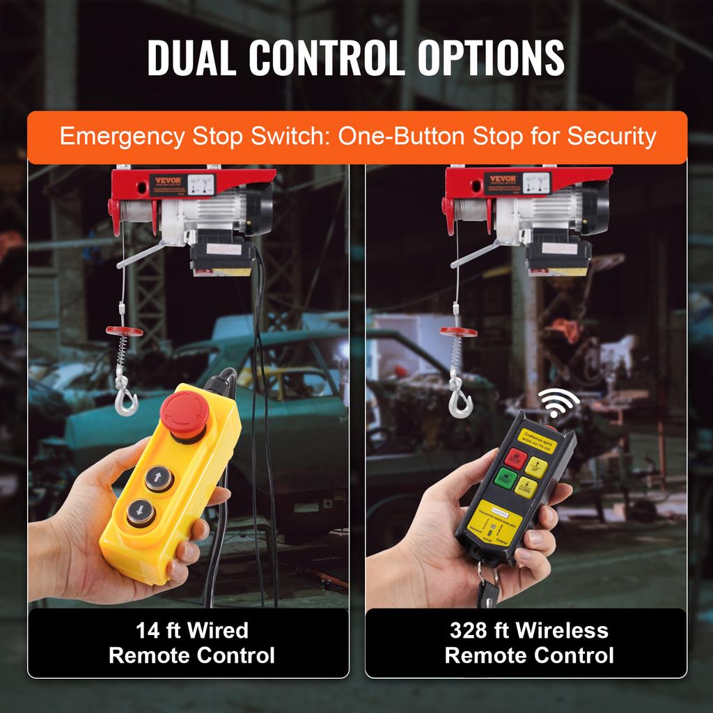 SucceBuy 1320 Lbs Electric Hoist Crane with 328 Ft Wireless 40 Ft Single Cable Lifting Height Electric Lift Hoist for Factory