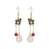 Aieryuan Retro Cloisonné Vergoldete Blumencluster Jade Ohrringe
