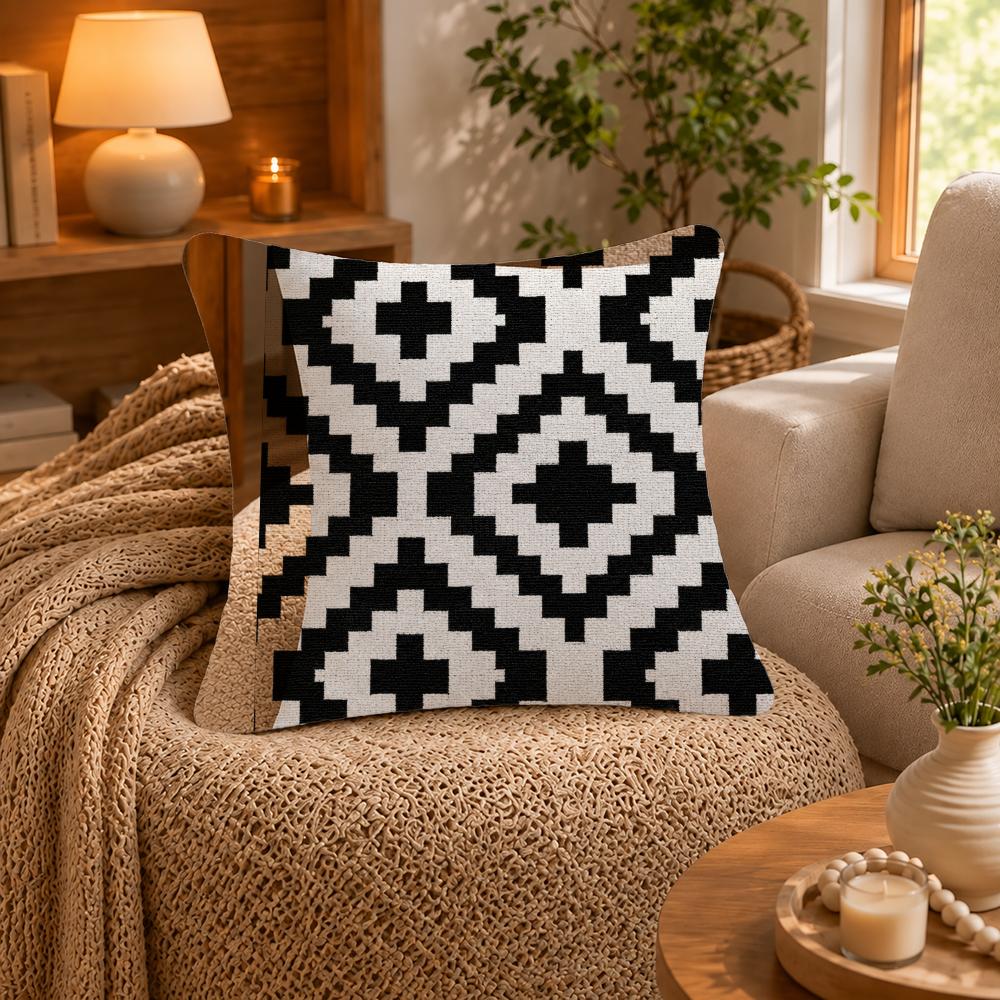 Pattern Weaving Cushion Cover Short-Plush Cushion Cover Pillowcase — Suitable For Sofas Bedrooms And Home Decor