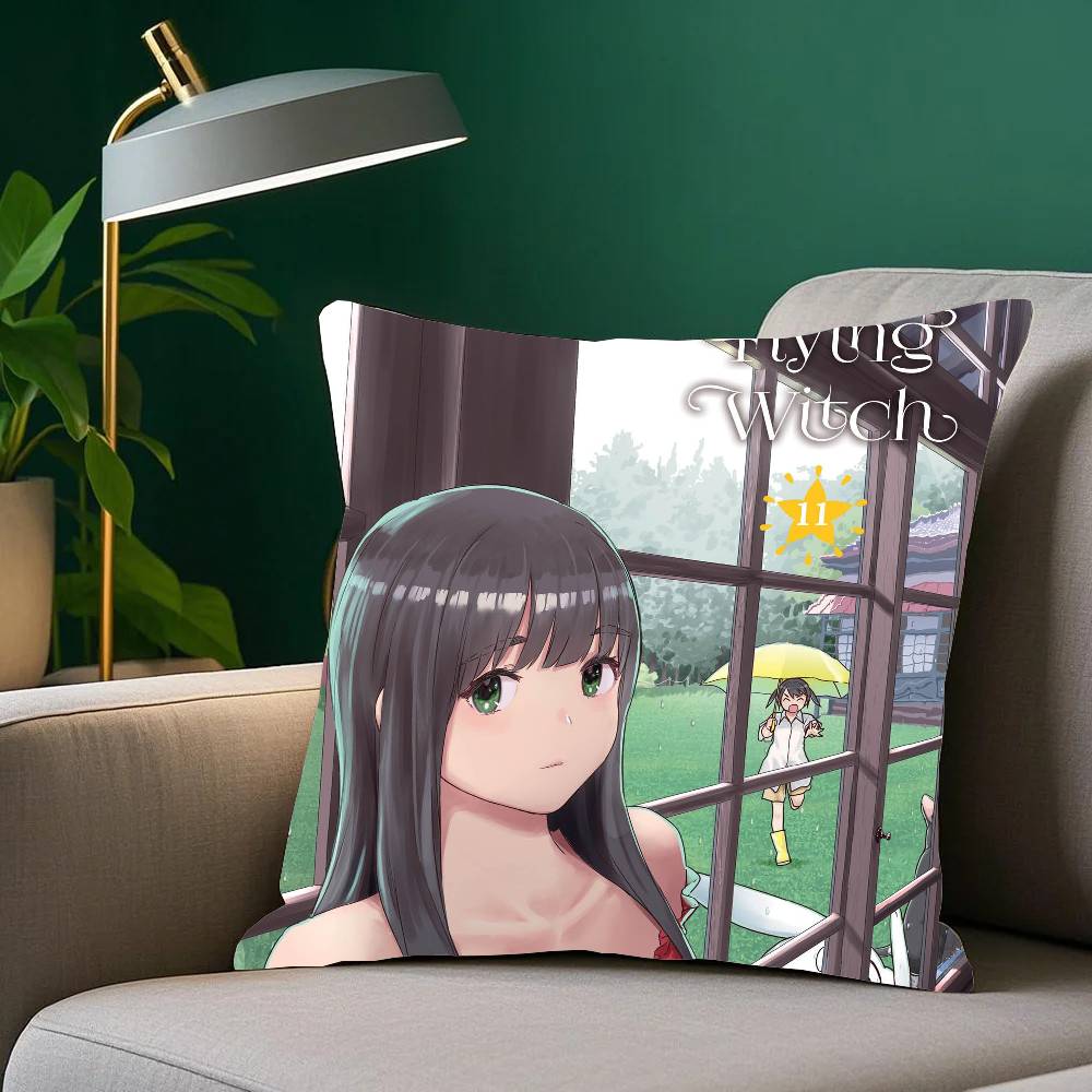 Anime F-Flying Witch Pillow Case Home Decor Throw For Sofa Bed Car Room Decor Gift Idea