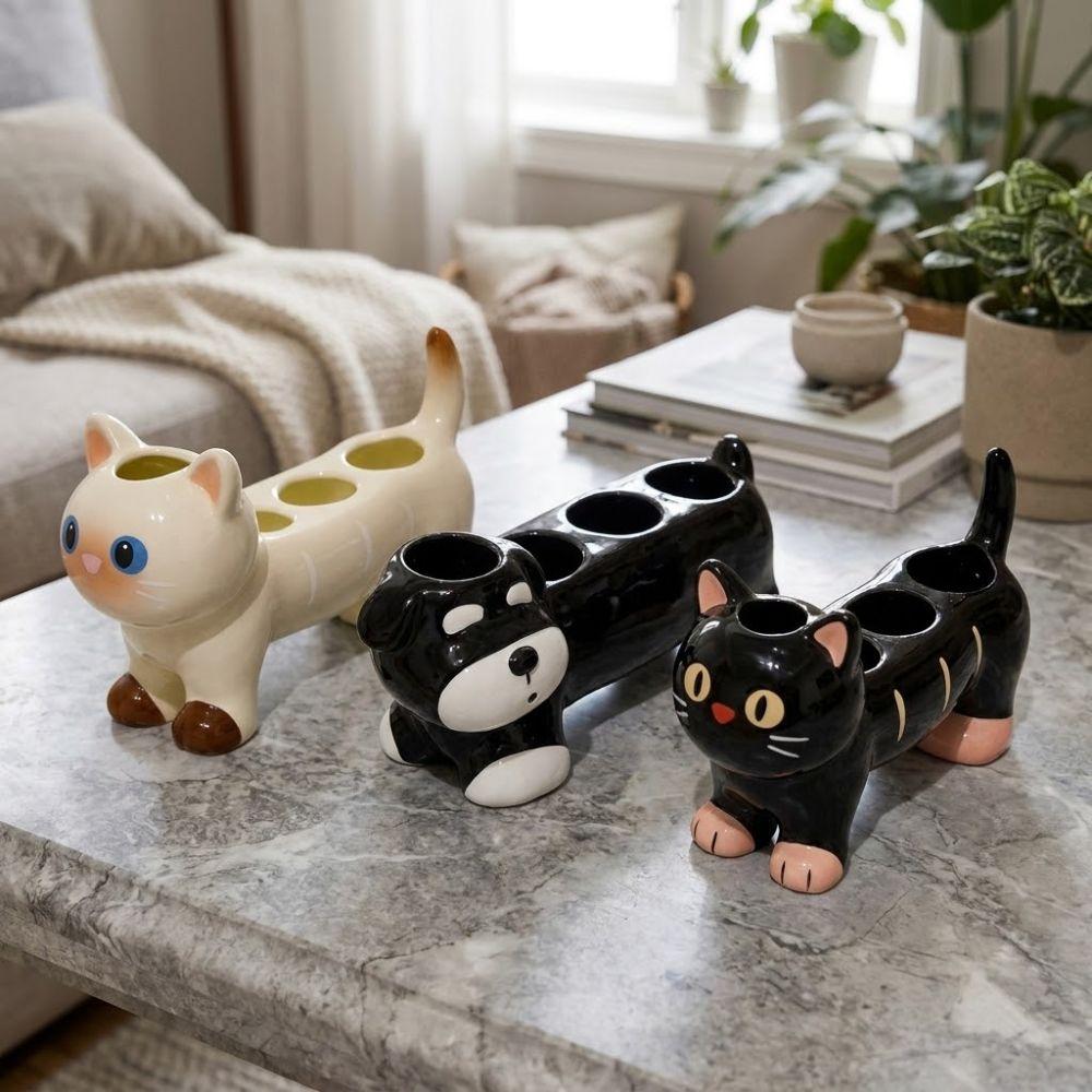 Cat Dog Shape Electric Toothbrush Stand Cartoon Toothpaste Toothbrush Base Washstand Vanity