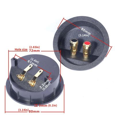 Borniers d'enceinte compatibles Bi-câblage Cup Trou de montage 72 mm Clip à ressort Contacts en alliage de cuivre Connexion sécurisée