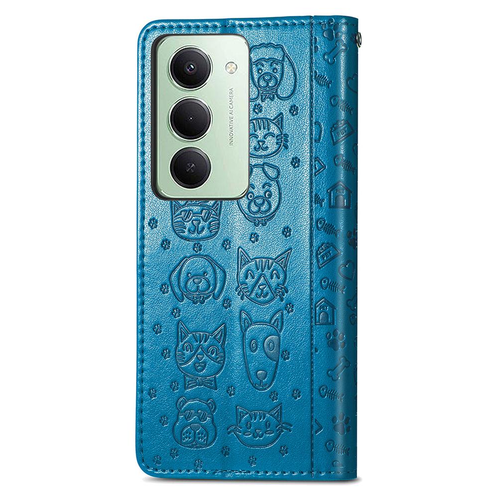 Pro Xiaomi Redmi 15 5G (Globální) (169 mm) Pouzdro Flip Wallet Kožené Pouzdro na Telefon s Roztomilým Vzorem Kočky a Psa
