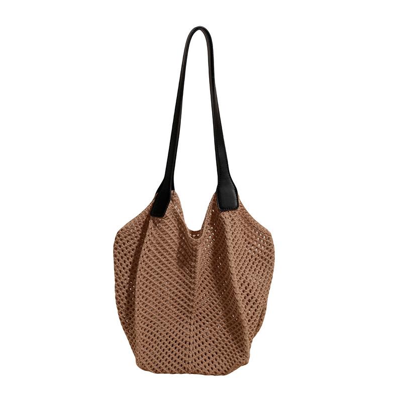 Street trend simple summer shoulder cotton thread woven knitted bag handbag beach vacation