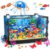 Set de Bloques de Pecera con Luces, Acuario, Vida Marina, Tanque Ecológico de Tiburón, Juego de Bloques para Niños +6 Años, Regalo para Amantes del Océano