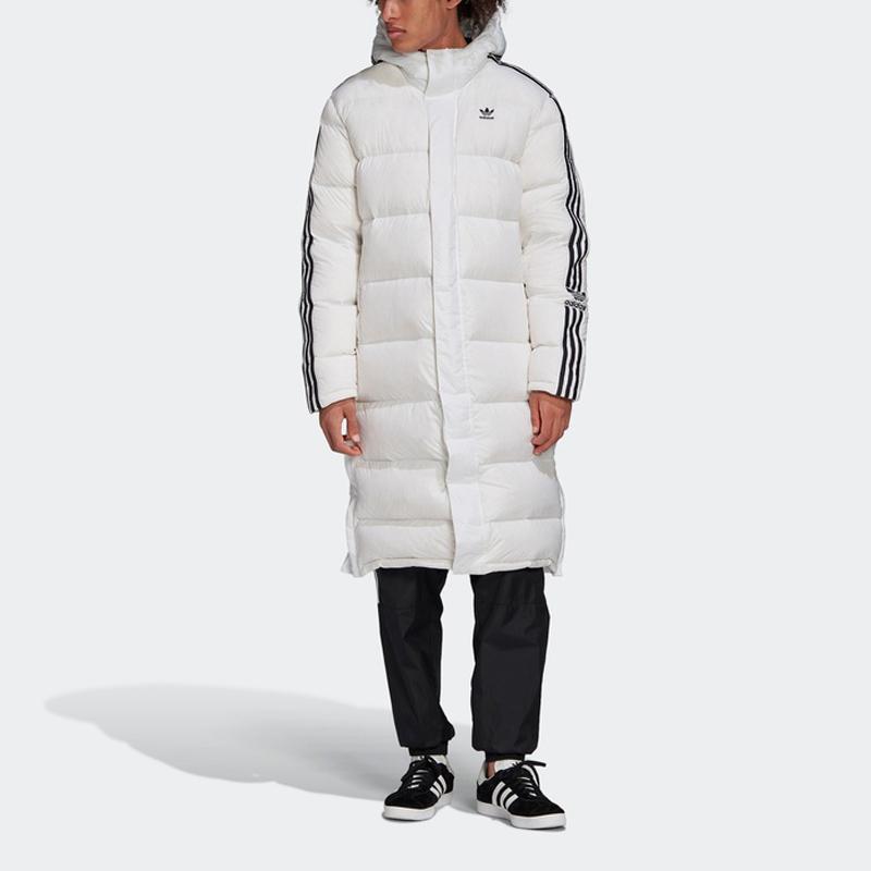 Adidas Originals Trefoil Long Down Jacket With Hood Men Outerwear White FL0008