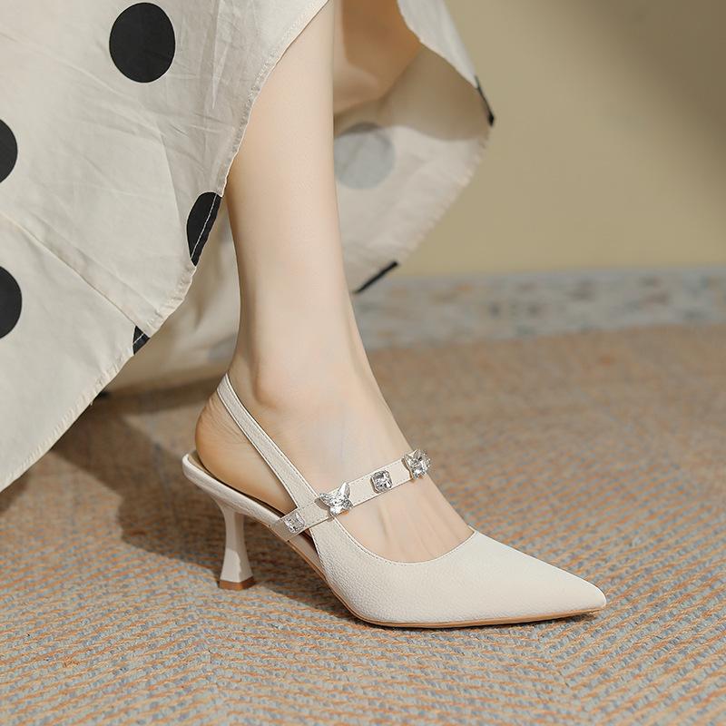 

Босоножки на высоком каблуке с острым носком и стразами в виде бабочки, женская сумка на каблуке-шпильке, летняя обувь с открытой пяткой 39