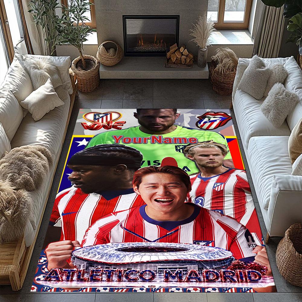 Atletico Madrid Customized Name Floor Mat Suitable for Living Rooms Foyer Entryway Hallway Anti-slip Rug Office home decor Birthday/Christmas Gift