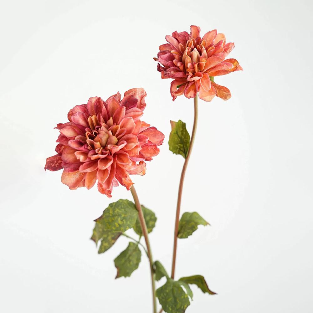 Jesienne Sztuczne Kwiaty Dalii Dekoracja Vintage Przypalane Krawędzie Jedwabne Kwiaty do Domu Dekoracja na Ślub Jesienna Tematyka Centralne Elementy