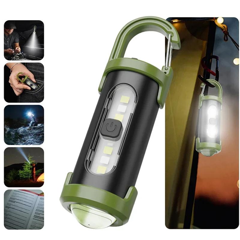 LED-Campinglicht Typ C, wiederaufladbar über USB, wasserdicht, 400 mAh, 100 lm, Zeltlicht mit Haken, 3 Modi, Außenbeleuchtung