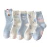 Australian Wool Children's Winter Plush Thick and Warm Mid-calf Socks, Cute Cartoon Snowman Sleep Socks, Home Floor Socks