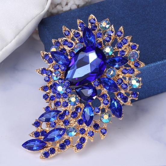 Vintage Crystal Brooch Anti-oxidation Anti-rust Alloy Lapel Pin Chic Colorful Crafted Pin Gift for Her