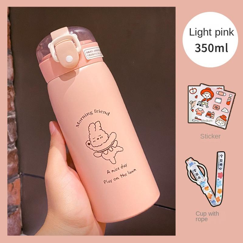 350/500ml 304 Stainless Steel Thermos Portable Children's Straw Cup Children's Student Drop-proof Water Bottle