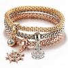 3 Pcs/Set Crystal Owl Crown Charm Bracelets&Bangles 3 Color Rose Gold Color Elephant Anchor Pendants