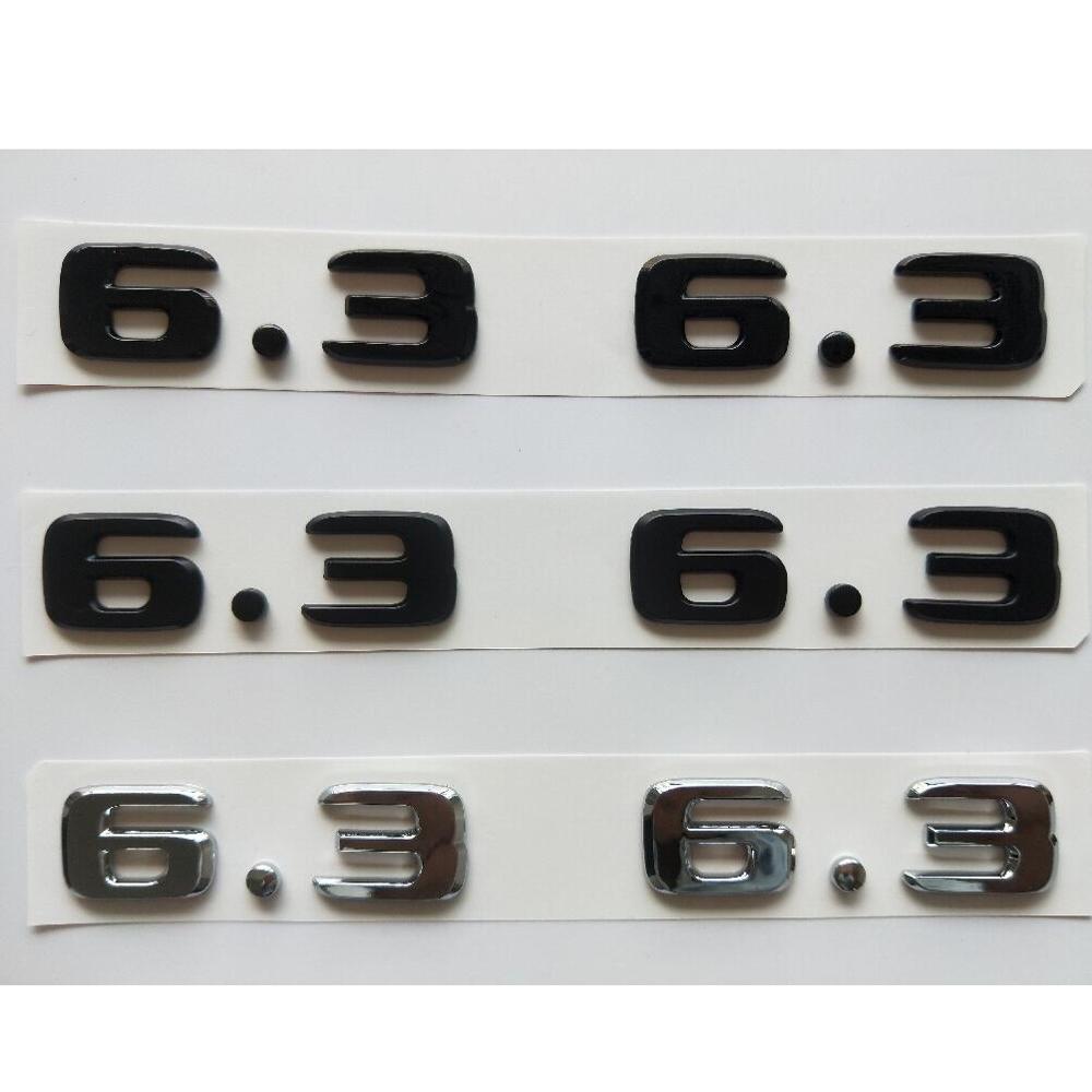 

Chrome Black Flat Font Letters Number 6.3 Fender Symbols Side Emblems Badges 2pcs for Mercedes Benz AMG Matt Black