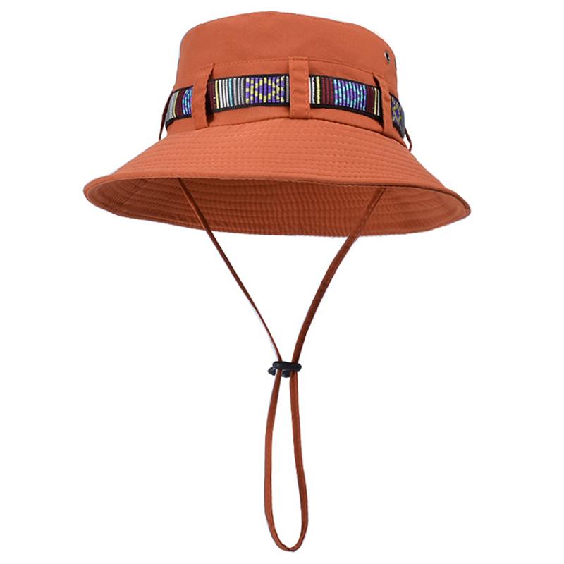 

Colorful Striped Western Cowboy Fisherman Hat Women Men Summer Wide Brim Sunshade Hiking Camping Caps Outdoor UV Protection Hats 56-58cm оранжевый