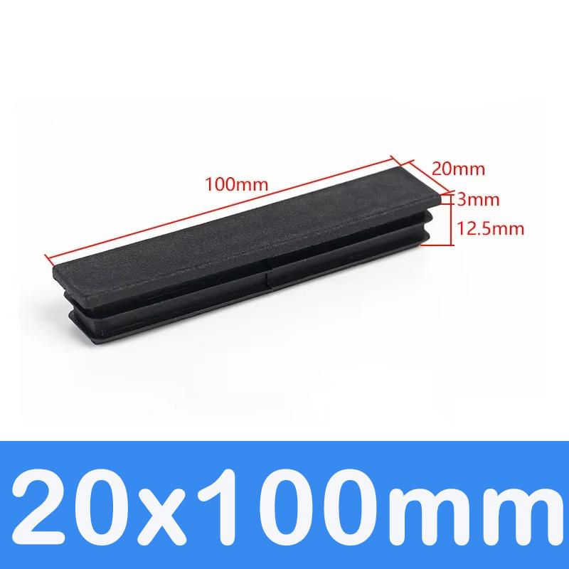 Rechthoekige Buis Dop Inzetstukken Zwart Plastic Afsluitdoppen 10x15mm-60x100mm Meubels Tafels Stoelen Voetdoppen