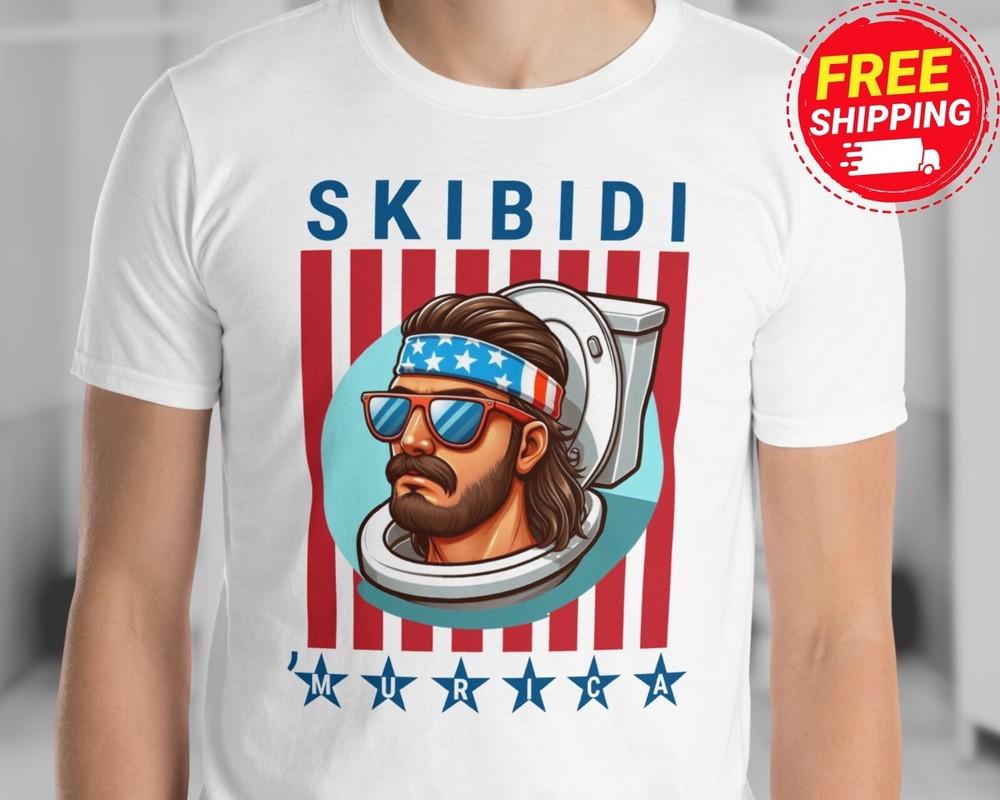 Футболка Skibidi Toilet Skibidi #039;Футболка Murica 4 июля Футболка Америка Смешная Футболка с мемом Унисекс XXXL