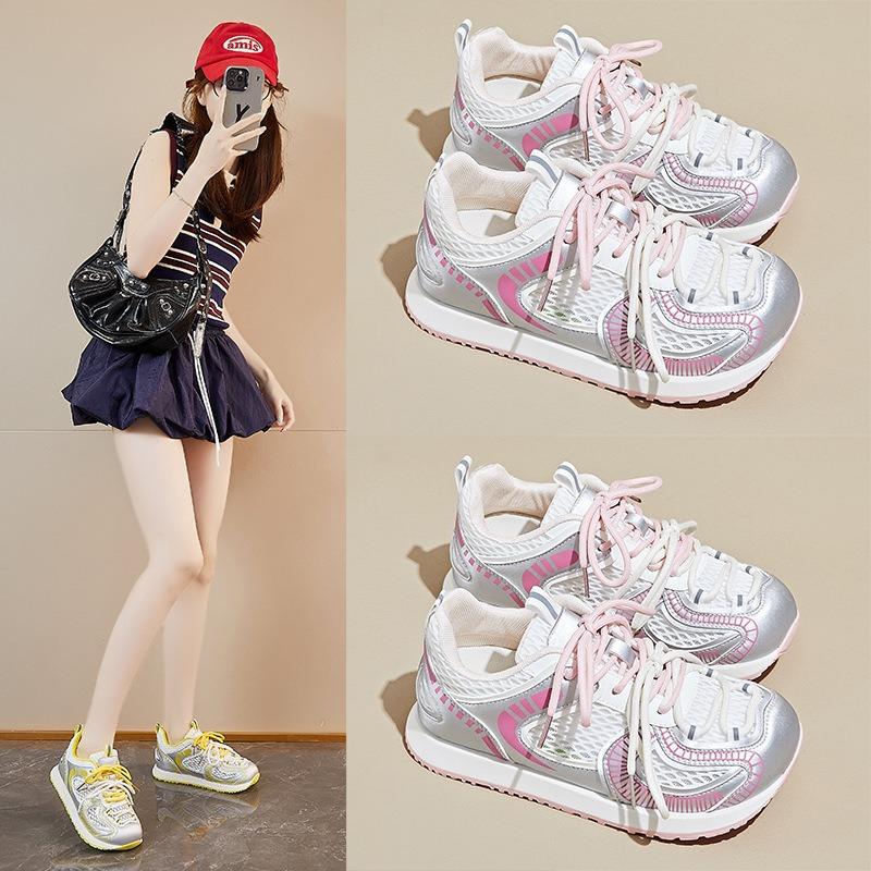 New Thick-soled Sporty Casual Retro Dad Shoes Breathable Round Toe Shoes for Women