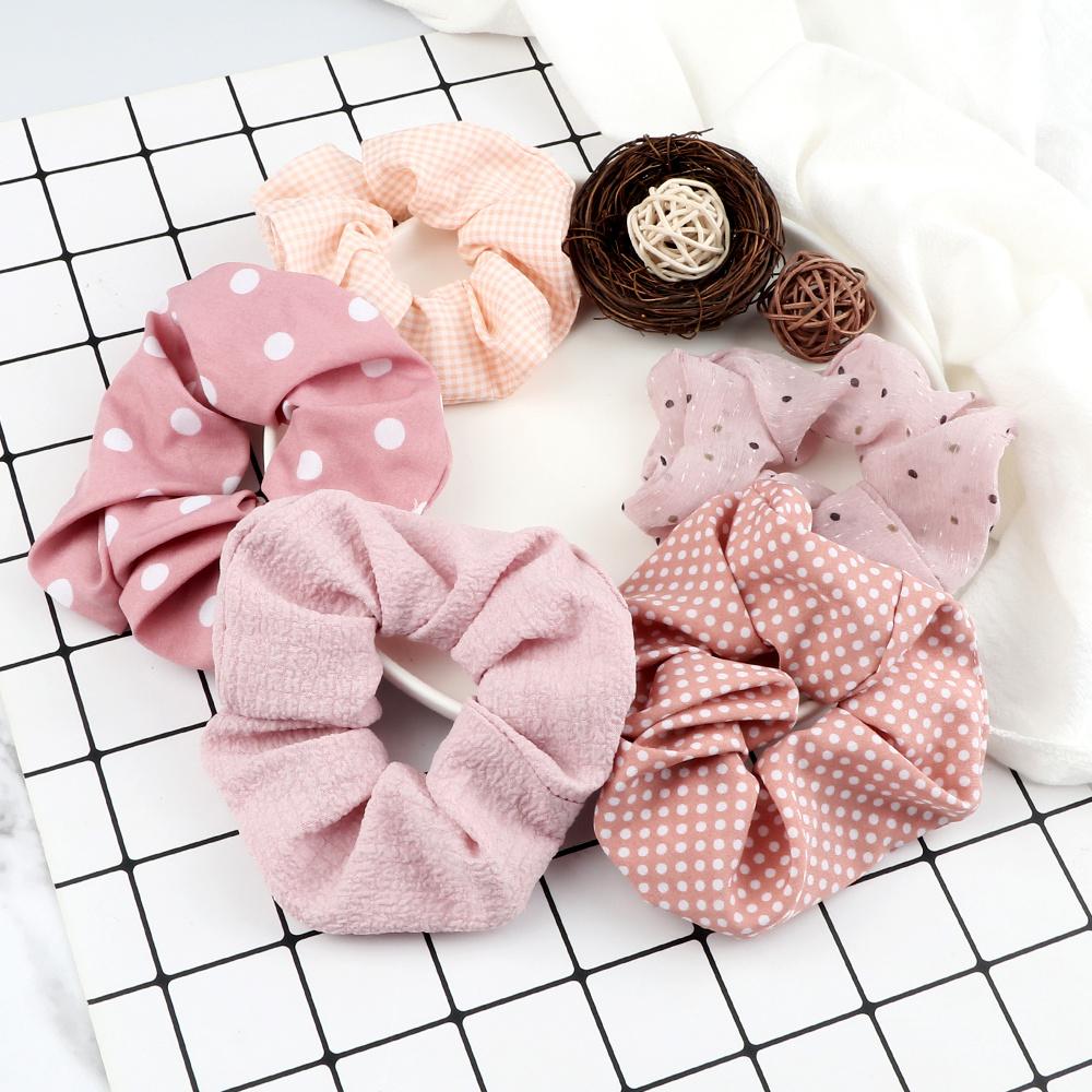 5PCS/Set Korean Fashion Hair Bands Elastic Dots Satin Silk Scrunchie for Women Girls Hair Accessories Hair Ties Holder
