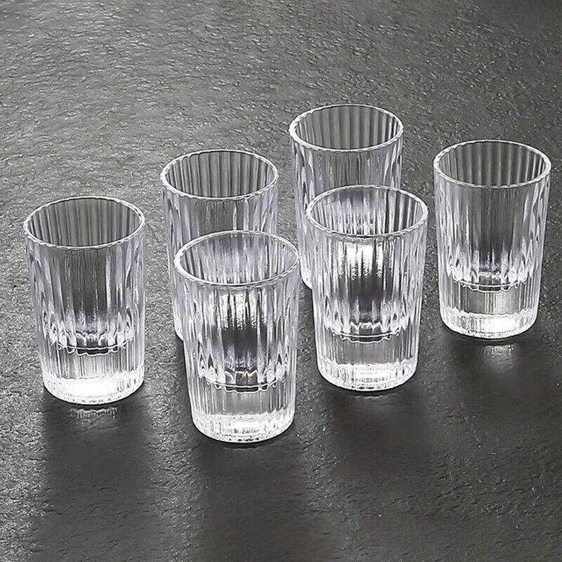 6 Piece Set of Ins Vertical Pattern Glass White Spirit Glasses Simple Spirits Glasses One-sipped Glasses Small Glass Cups Gifts